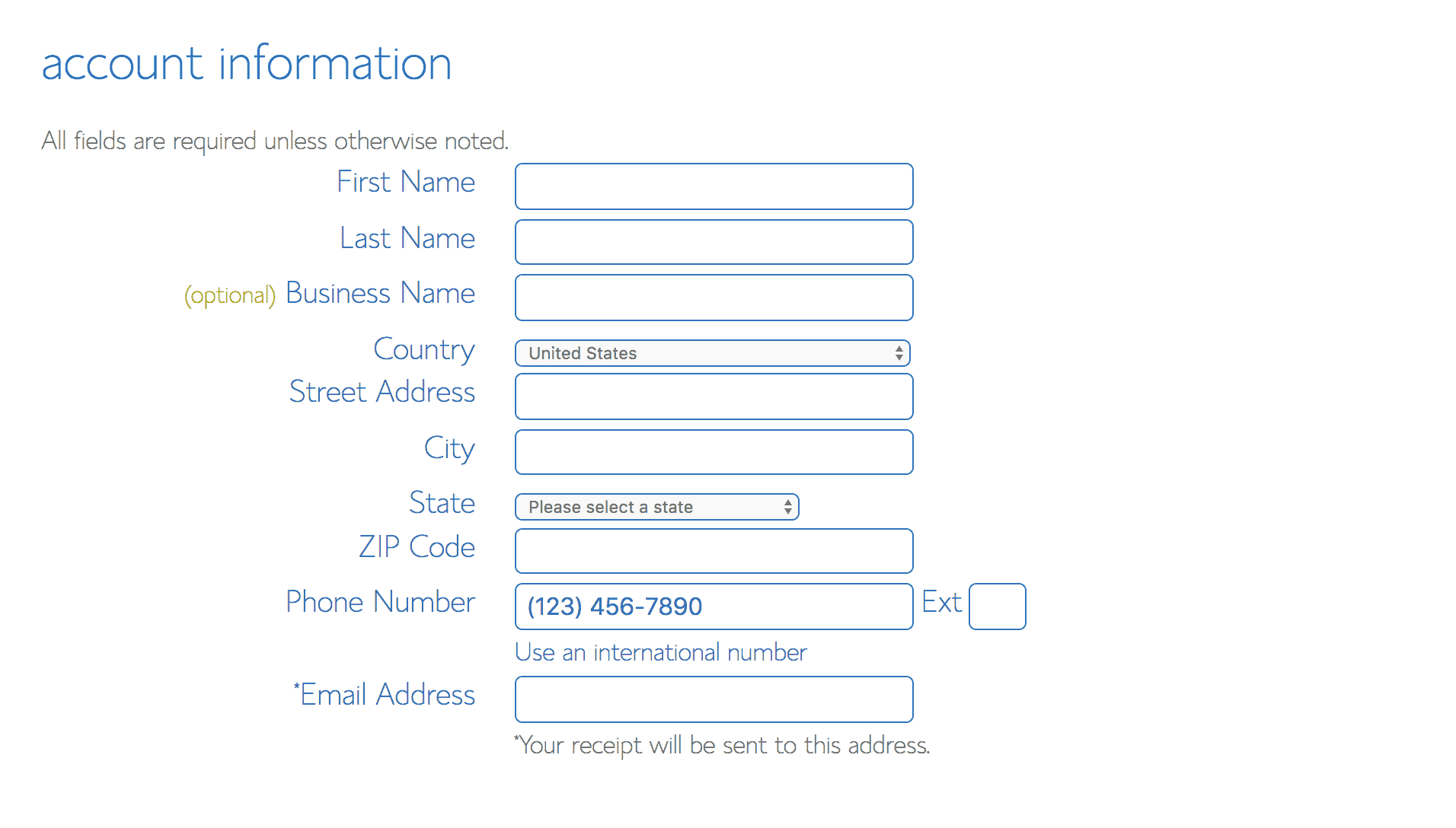 Bluehost Account Info