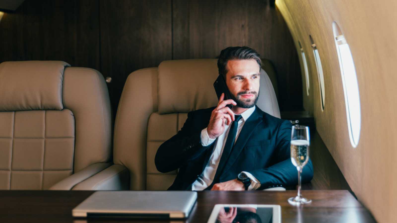 Business man in Private Jet