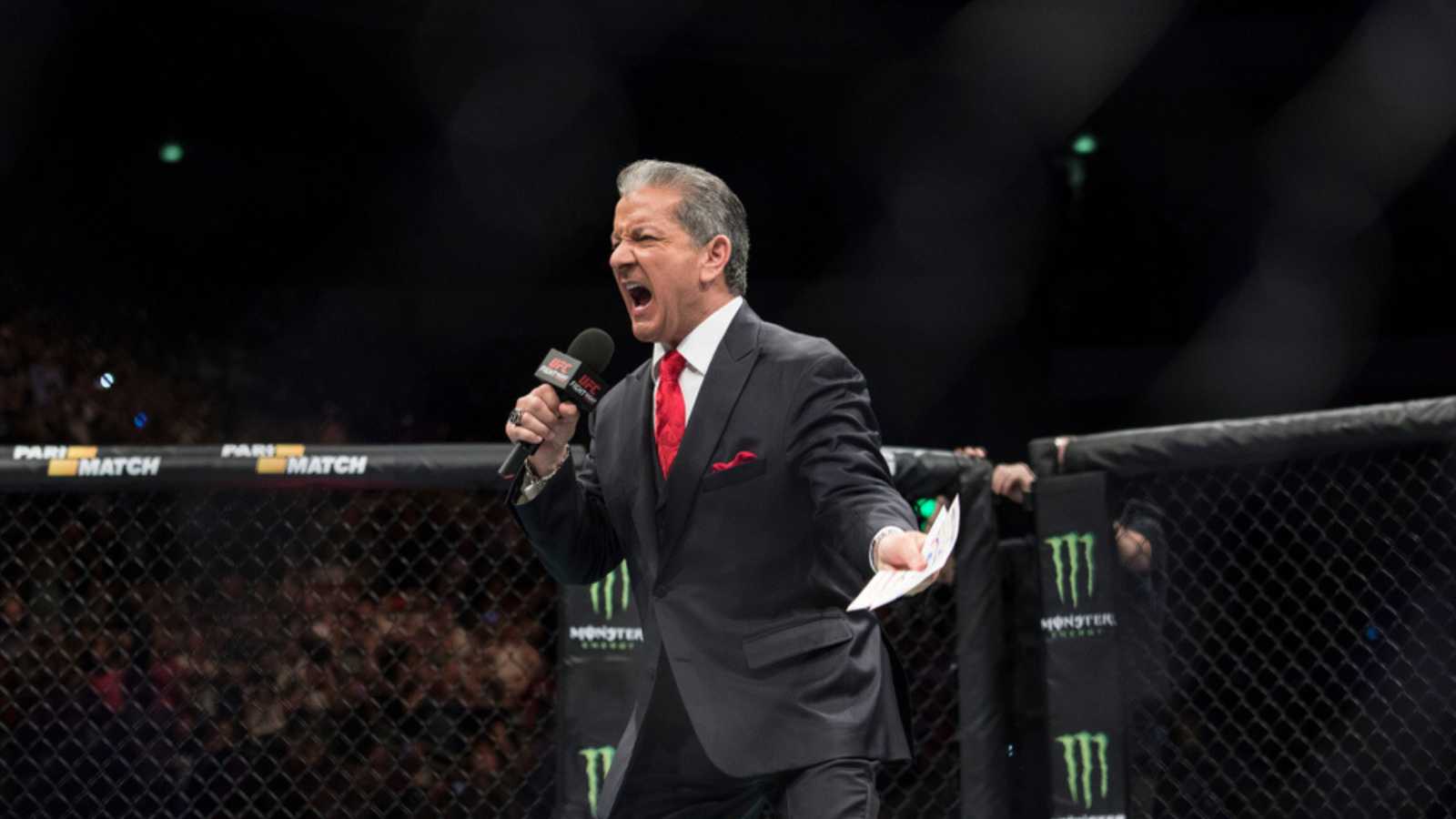 MMA octagon announcer Bruce Buffer during UFC Moscow Fight Night: Hunt vs. Oliynyk. "Olympiisky" Stadium in Moscow, Russia. 15th of September 2018.