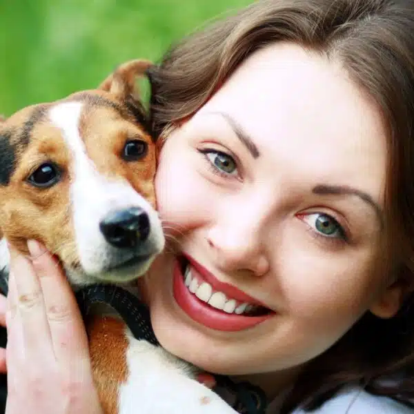 woman with a dog