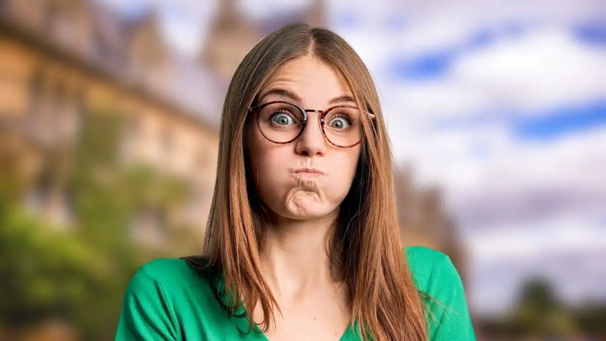woman glasses weird face