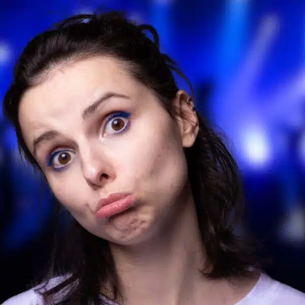 woman with a sad face