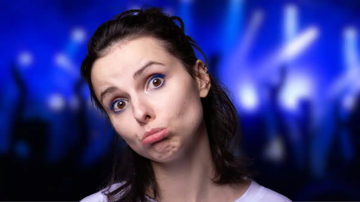 woman with a sad face