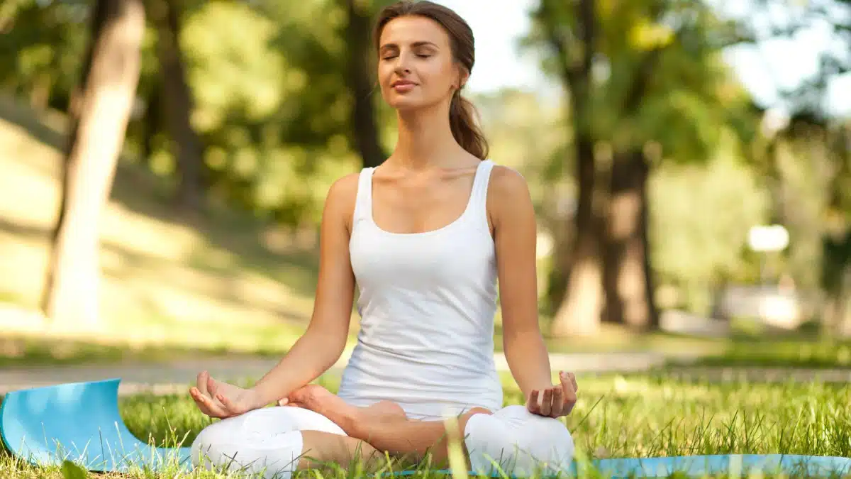 woman practicing yoga
