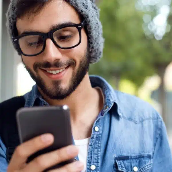 man glasses beanie mobile app