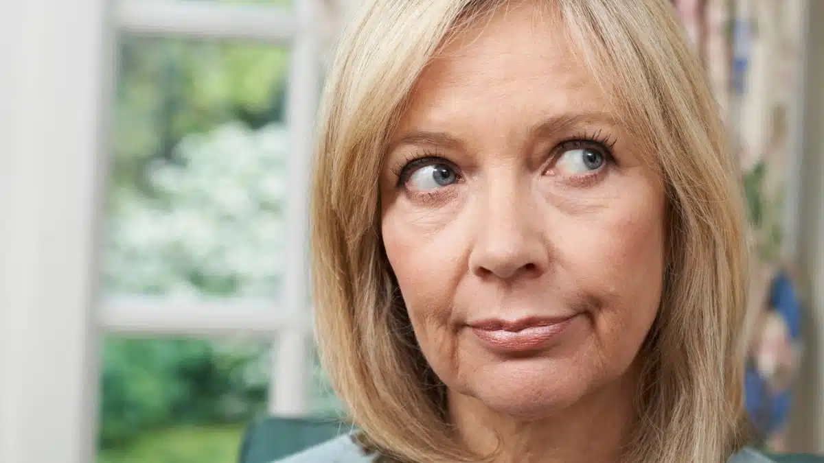 mature woman looking at the side