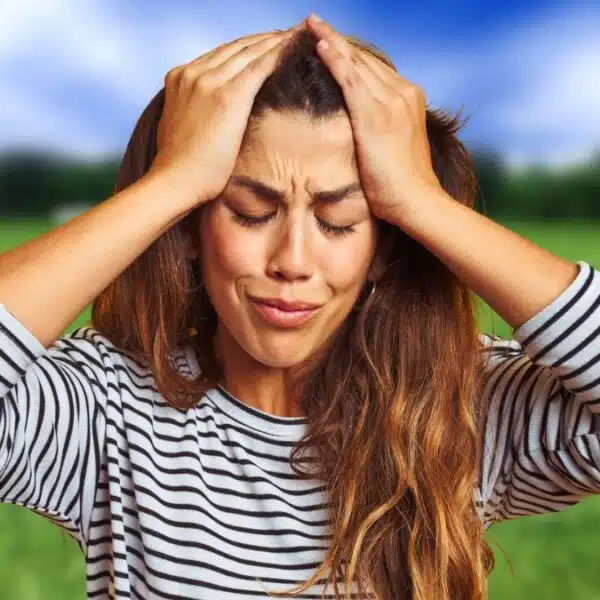 woman head on her head mistake embarass