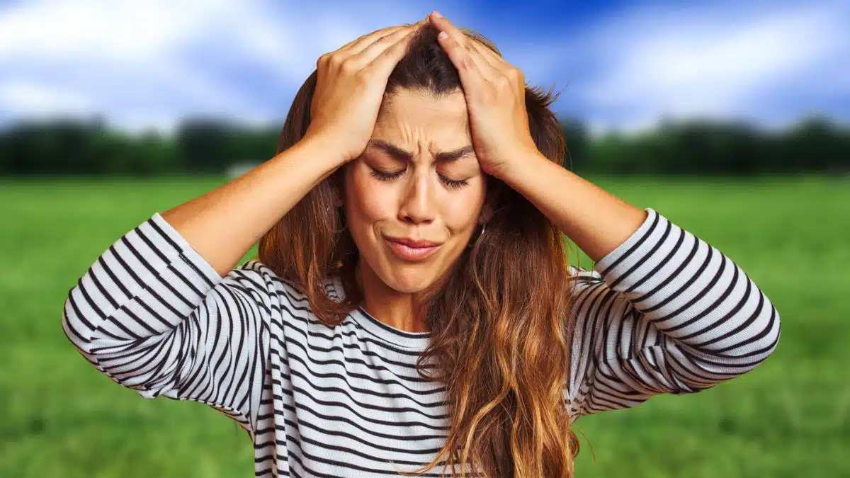 woman head on her head mistake embarass