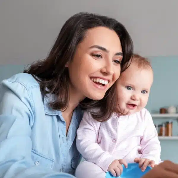 woman laptop baby