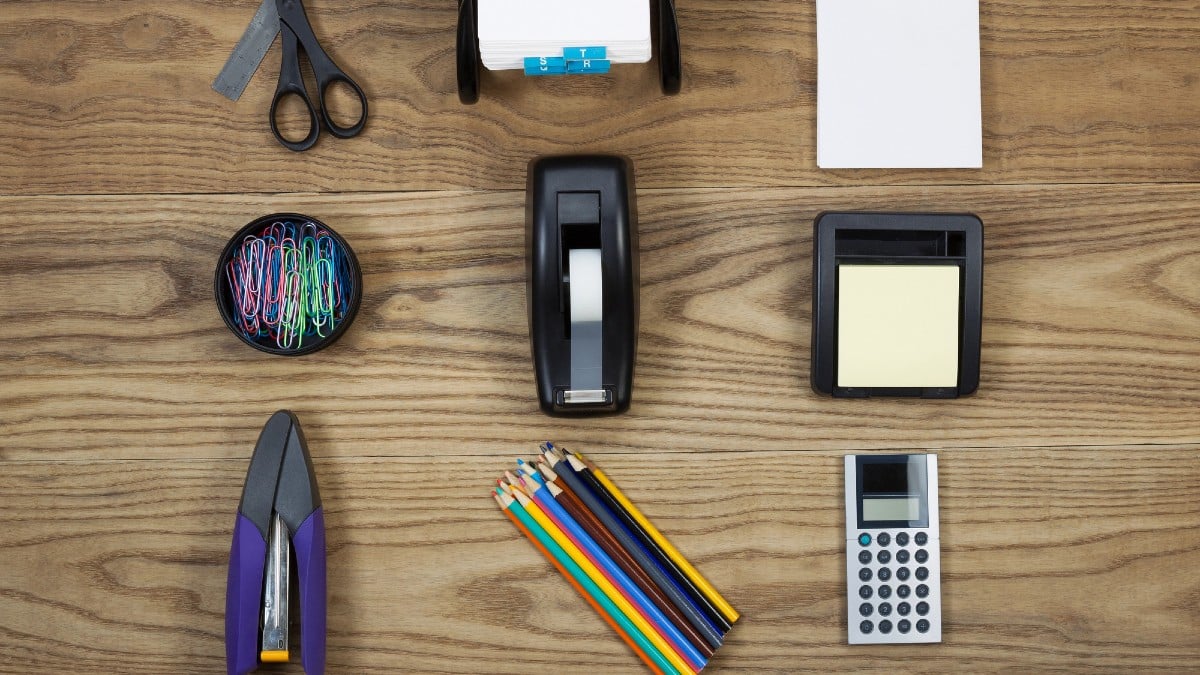 20 Things Minimalists Refuse to Spend Money On Basic-Office-Supplies-on-Aged-Wood-1
