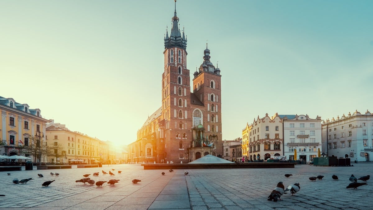 13 Affordable Cities That Ease Financial Stress Market-square-in-Krakow (1)