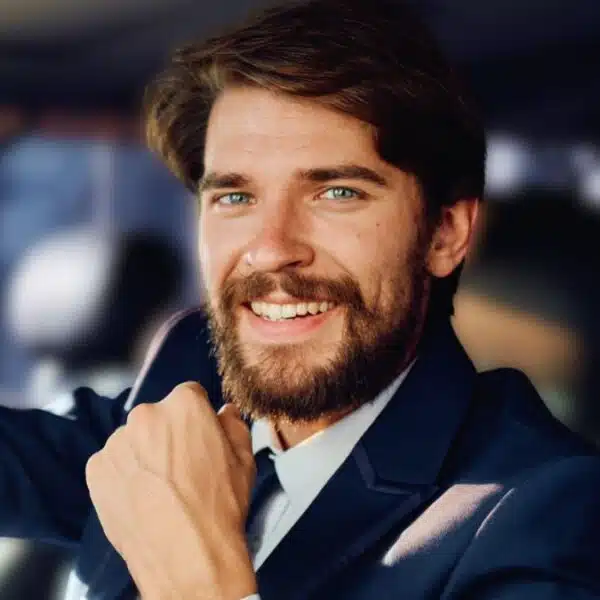 business man driving a car