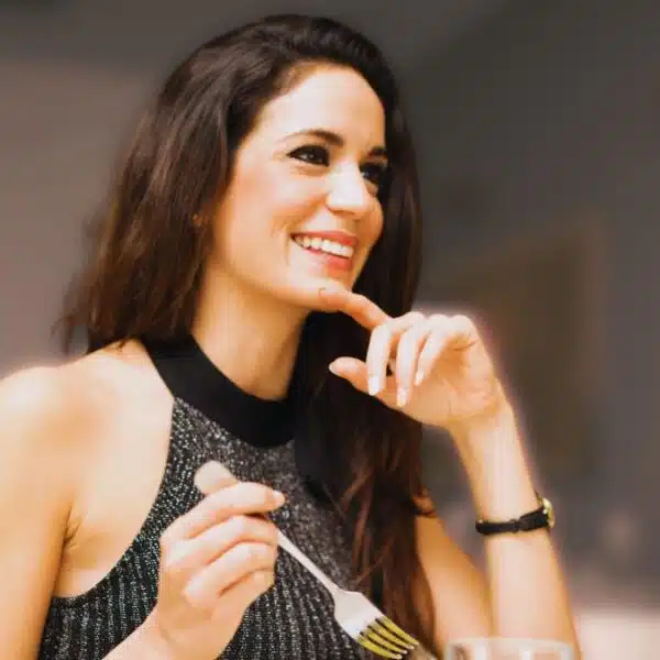 rich woman eating a meal