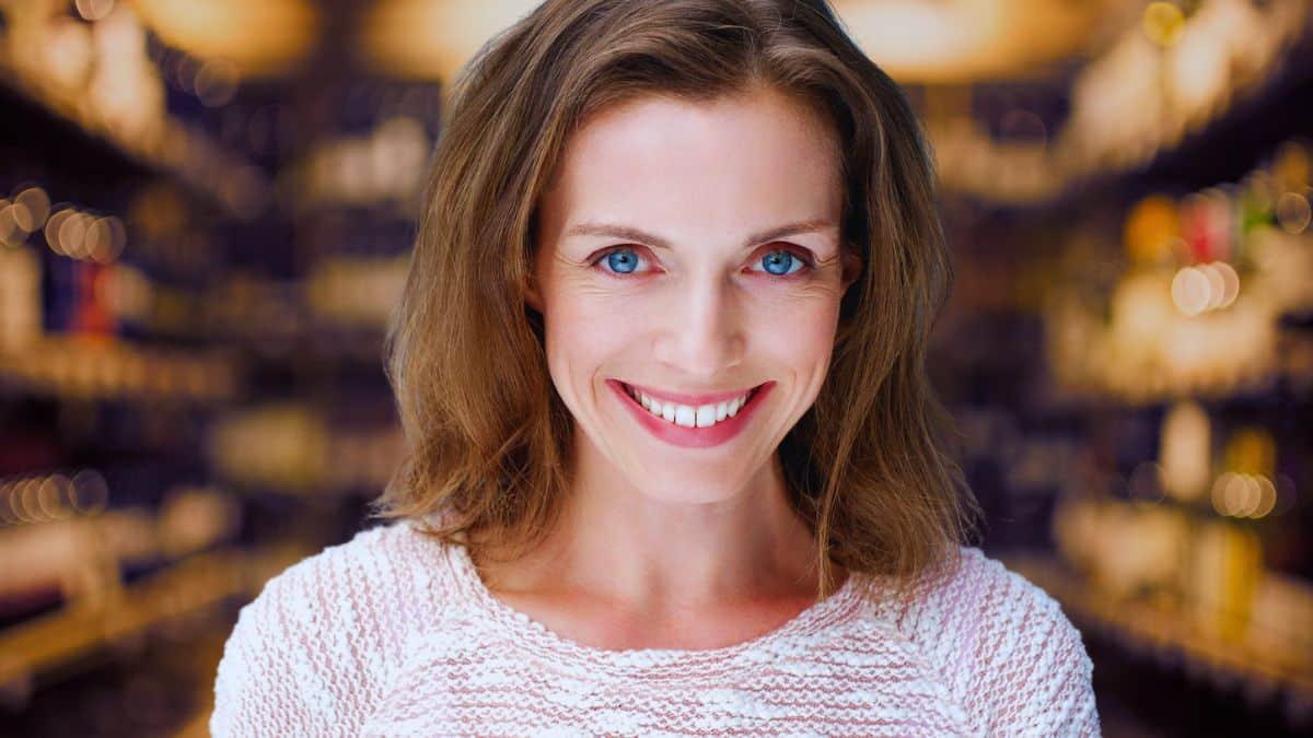woman smile in store