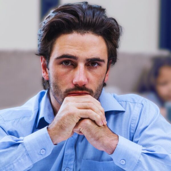 man reviewing documents