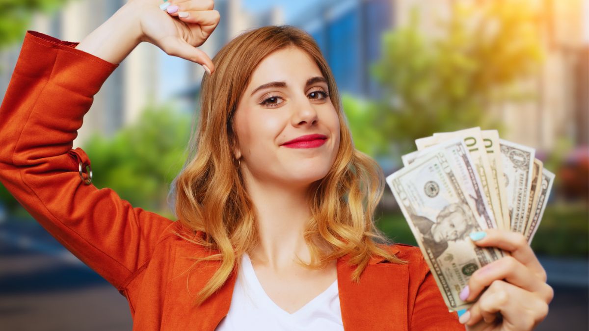 woman carrying cash