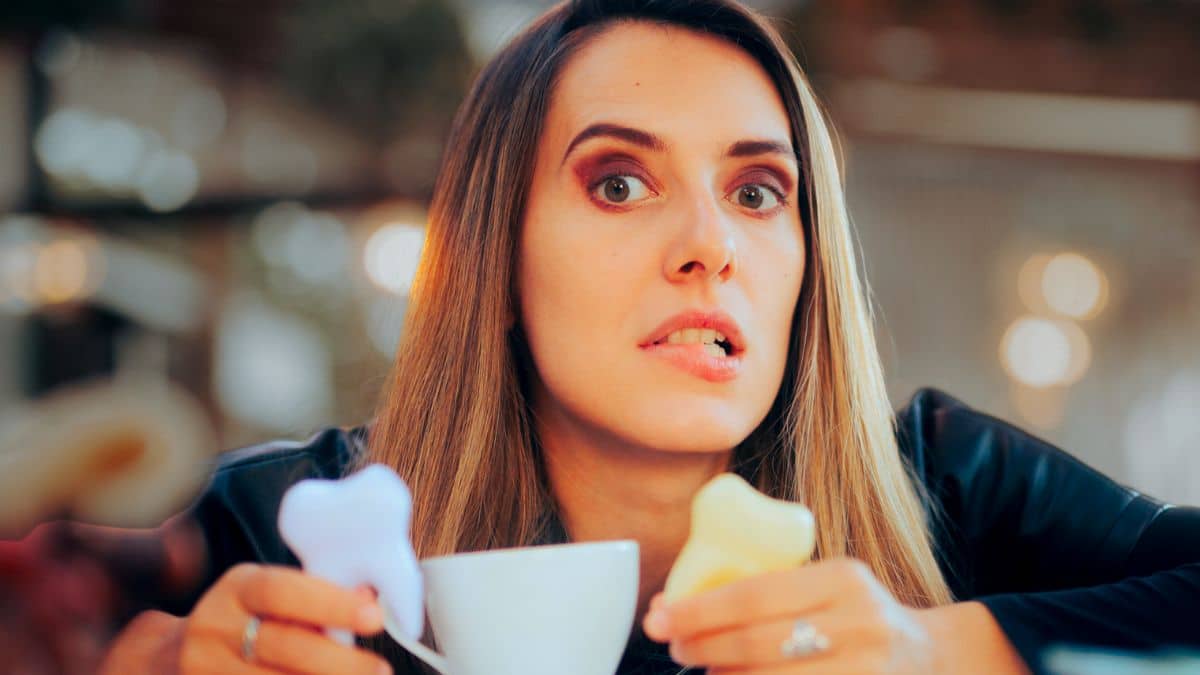 woman coffee complain worried