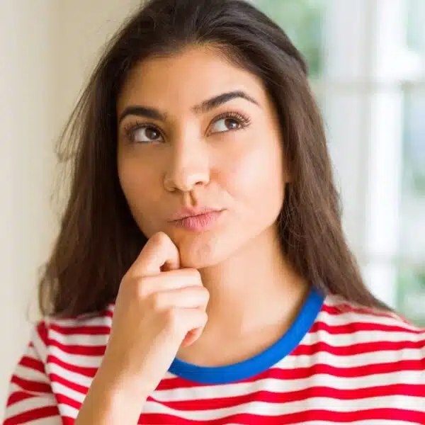 woman thinking at home