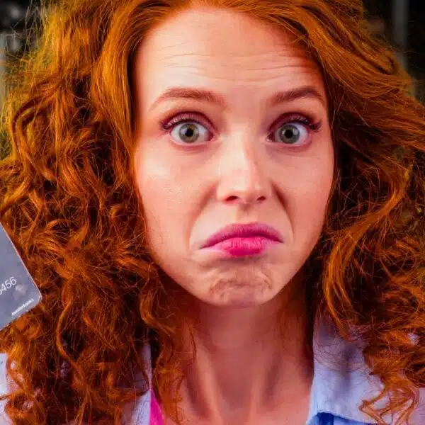 woman credit card stressed
