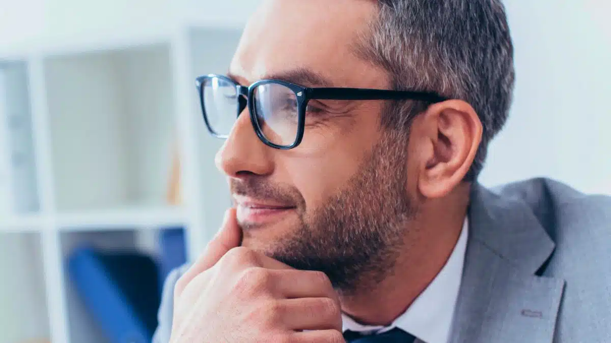 businessman glasses office thinking