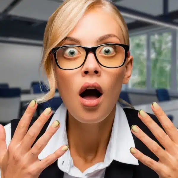 coworker woman glasses office