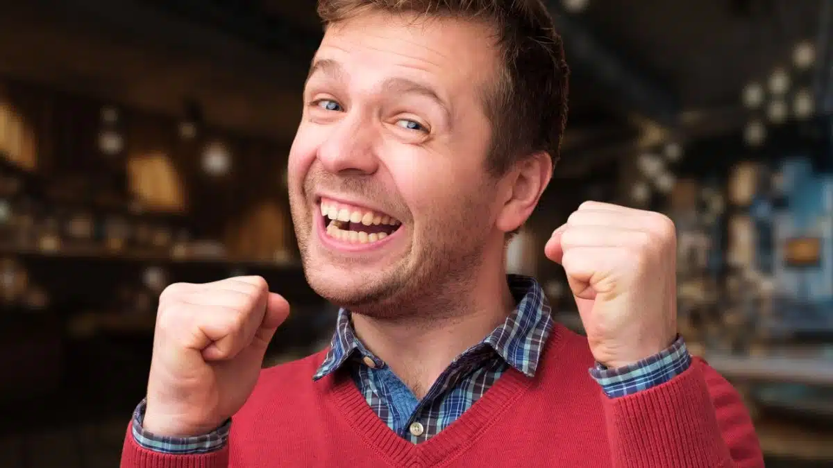 happy man impressed