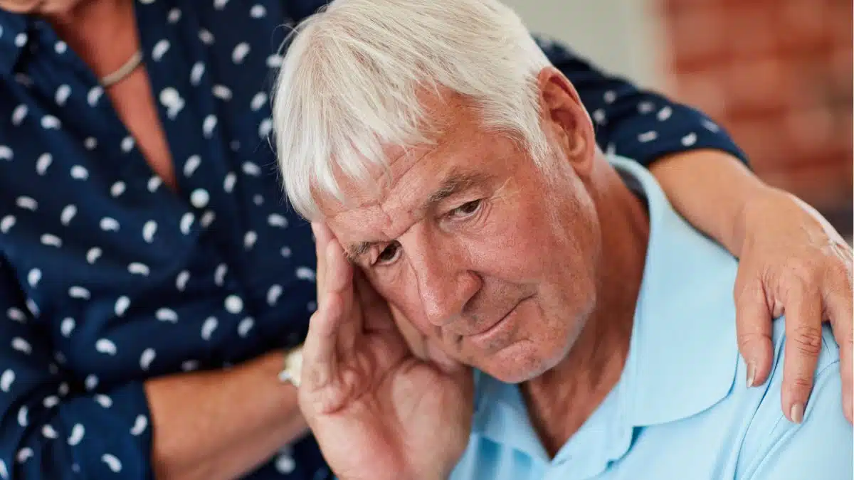 senior couple worrying