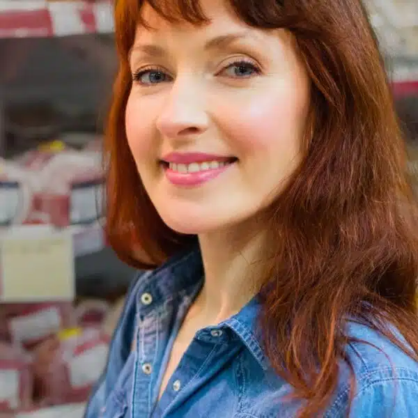 woman shopping bread grocery