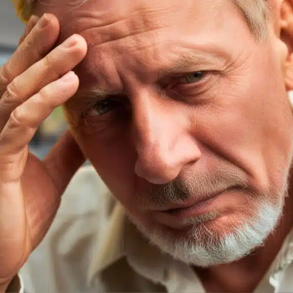 man sad worried at home