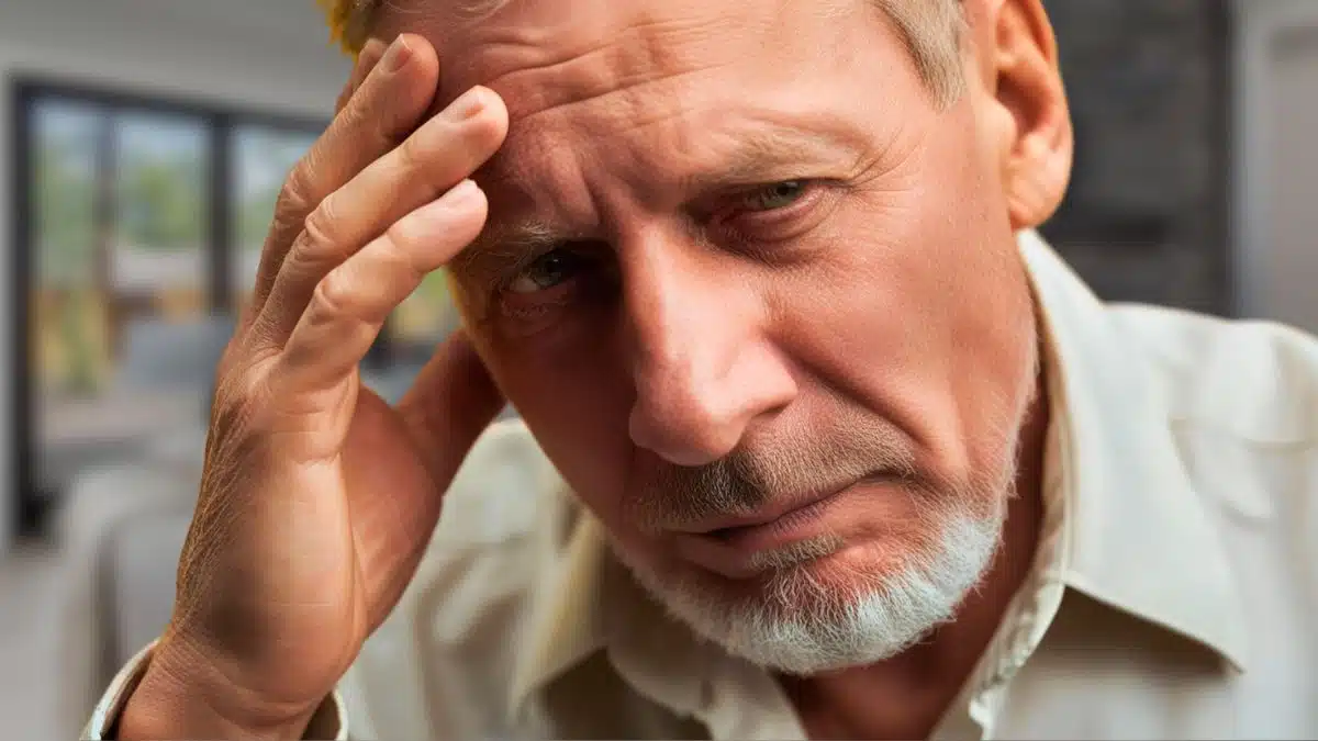 man sad worried at home