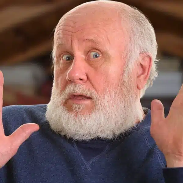senior man shocked in the attic