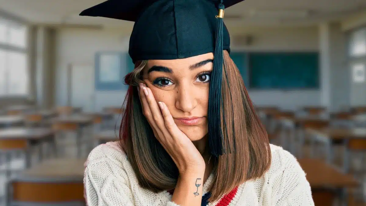 woman college cap