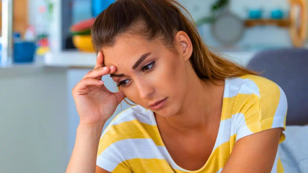 woman sad at home