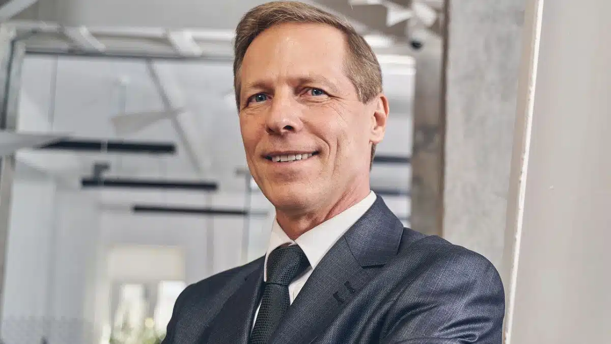 businessman posing in a basement