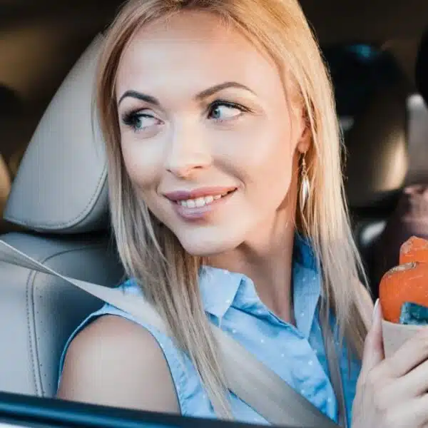 couple groceries riding in car