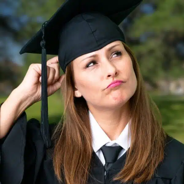 graduate woman thinking