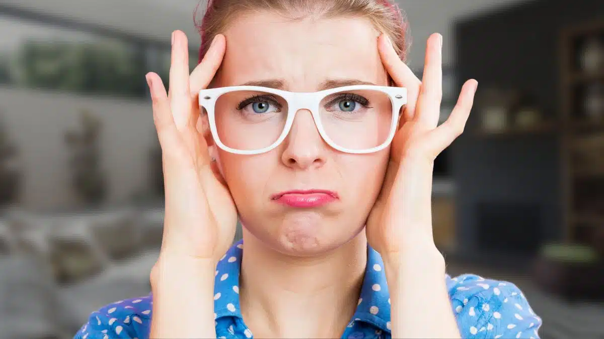woman sad face tired stress