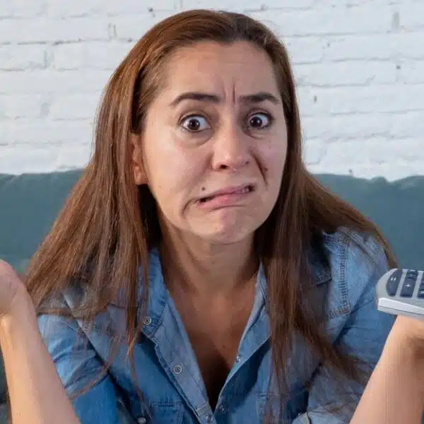 woman stressed calculator budget