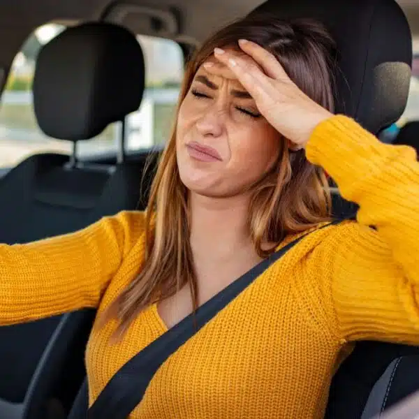 woman driving car accident mistake