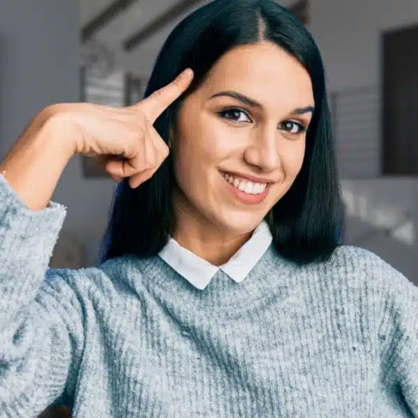woman thinking at home