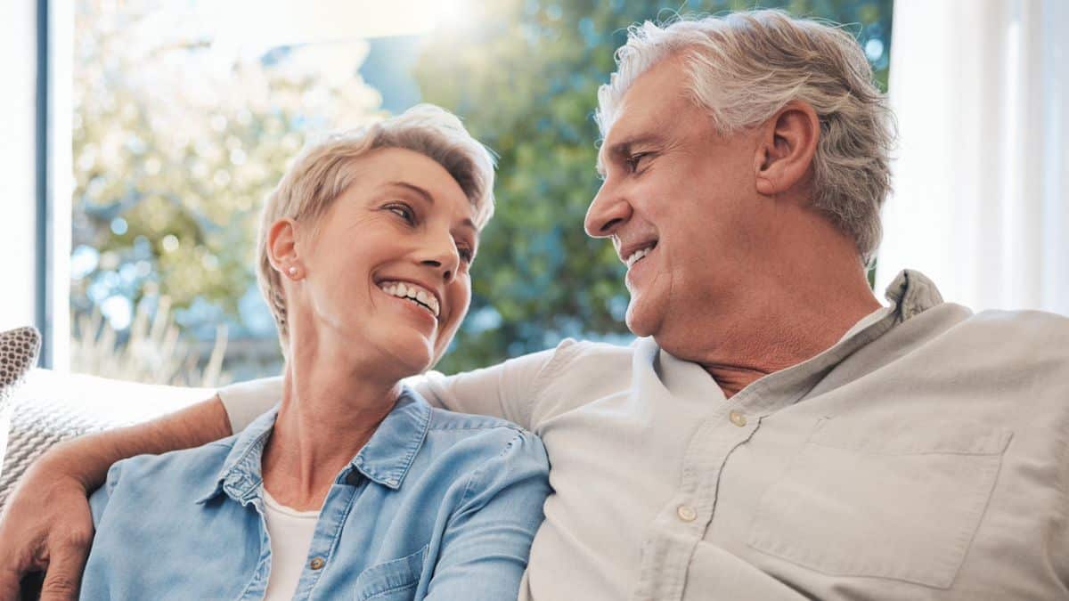 senior couple smiling