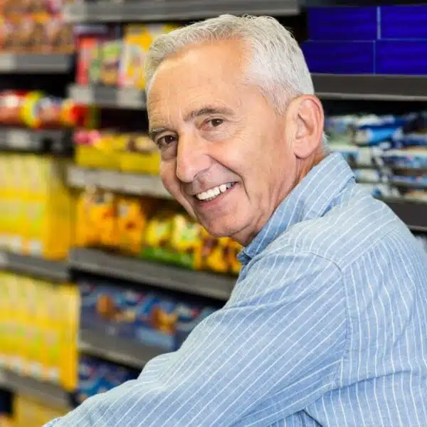 senior man shopping discount