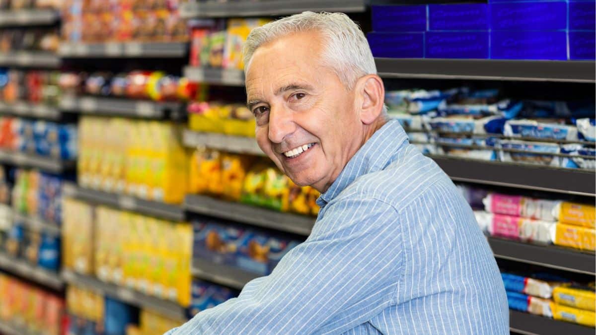senior man shopping discount