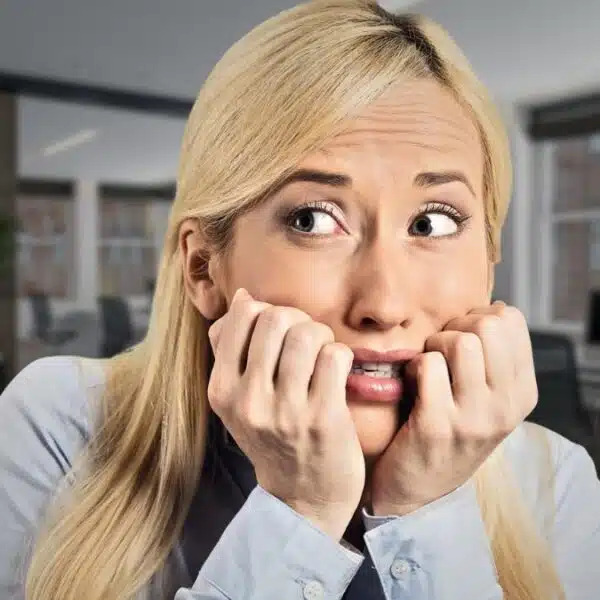 woman at office stressed out