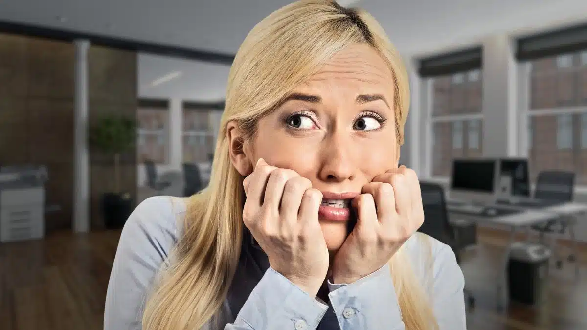 woman at office stressed out