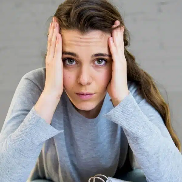 woman bills stressed calculator