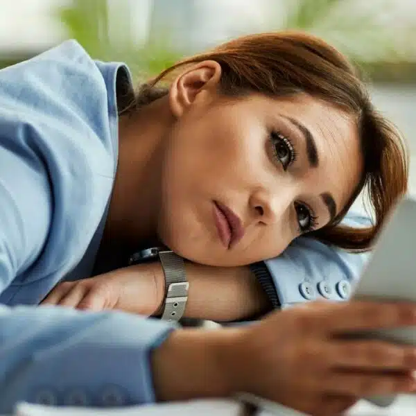 woman bored phone