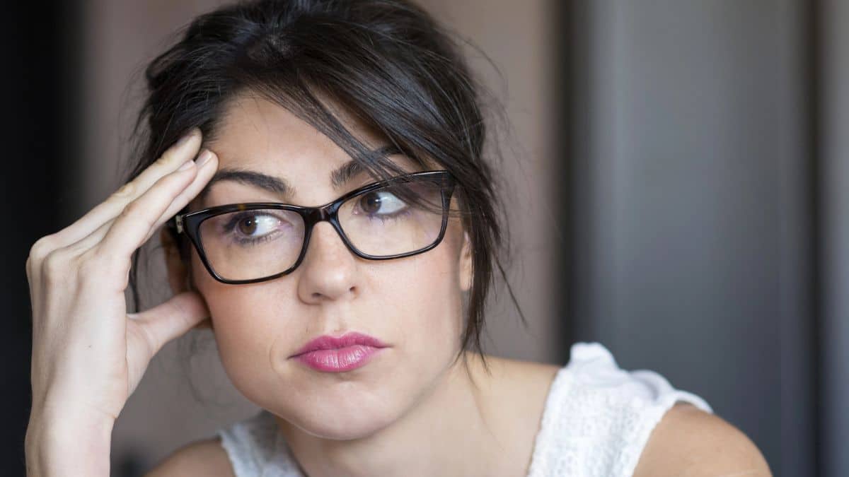 woman confused thinking glasses