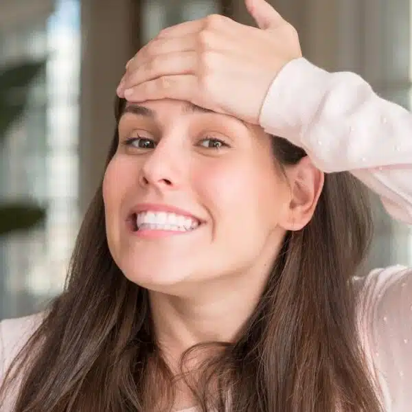 woman forgetful at home