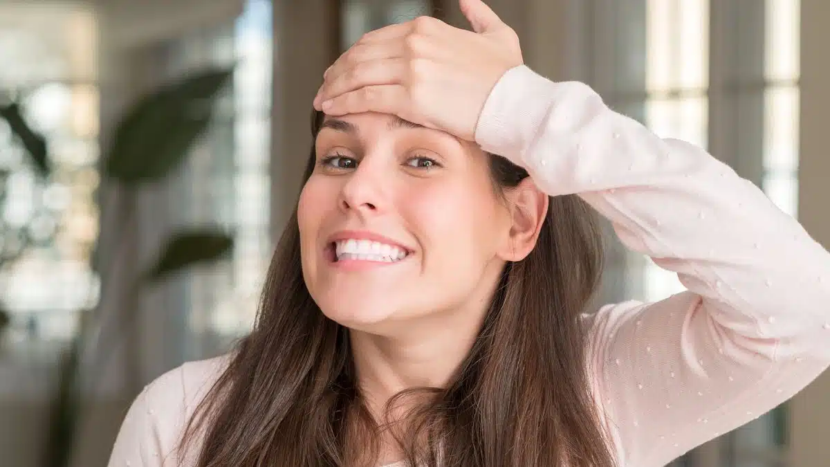 woman forgetful at home